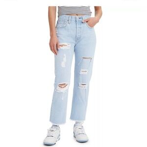 Levi's Light Blue Distressed Straight Leg Jeans